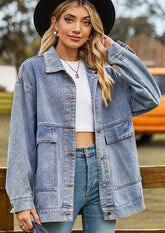Retro Washed Button Up Denim Jacket